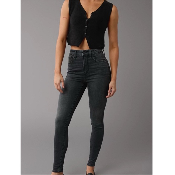 American Eagle Grey Wash Hi-Rise Jegging Super Super Stretch Jeans - Picture 6 of 6